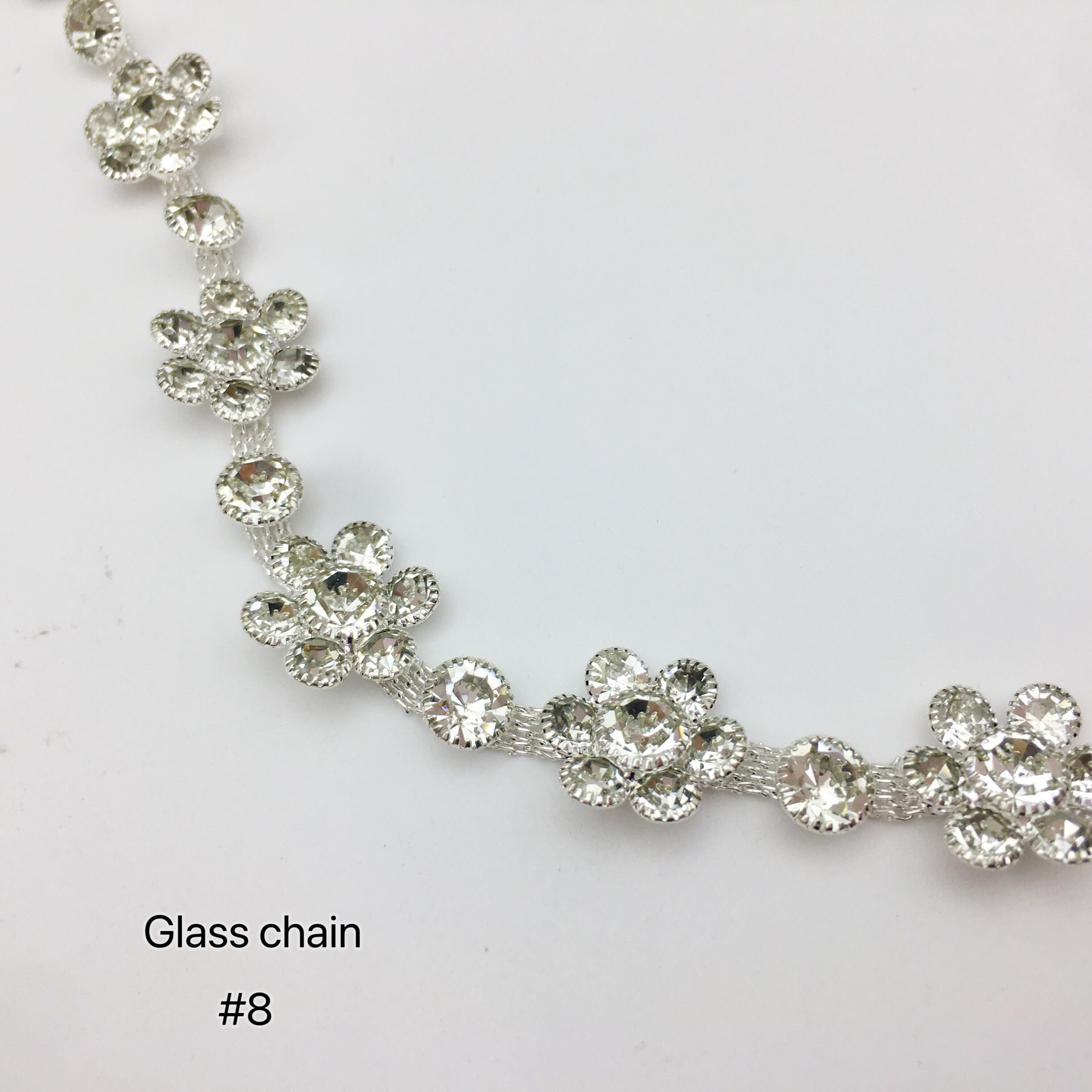 SINRONG Glass diamond decorative rhinestone flower chain, pearl chain for DIY crystal trimmed shoes and dresses