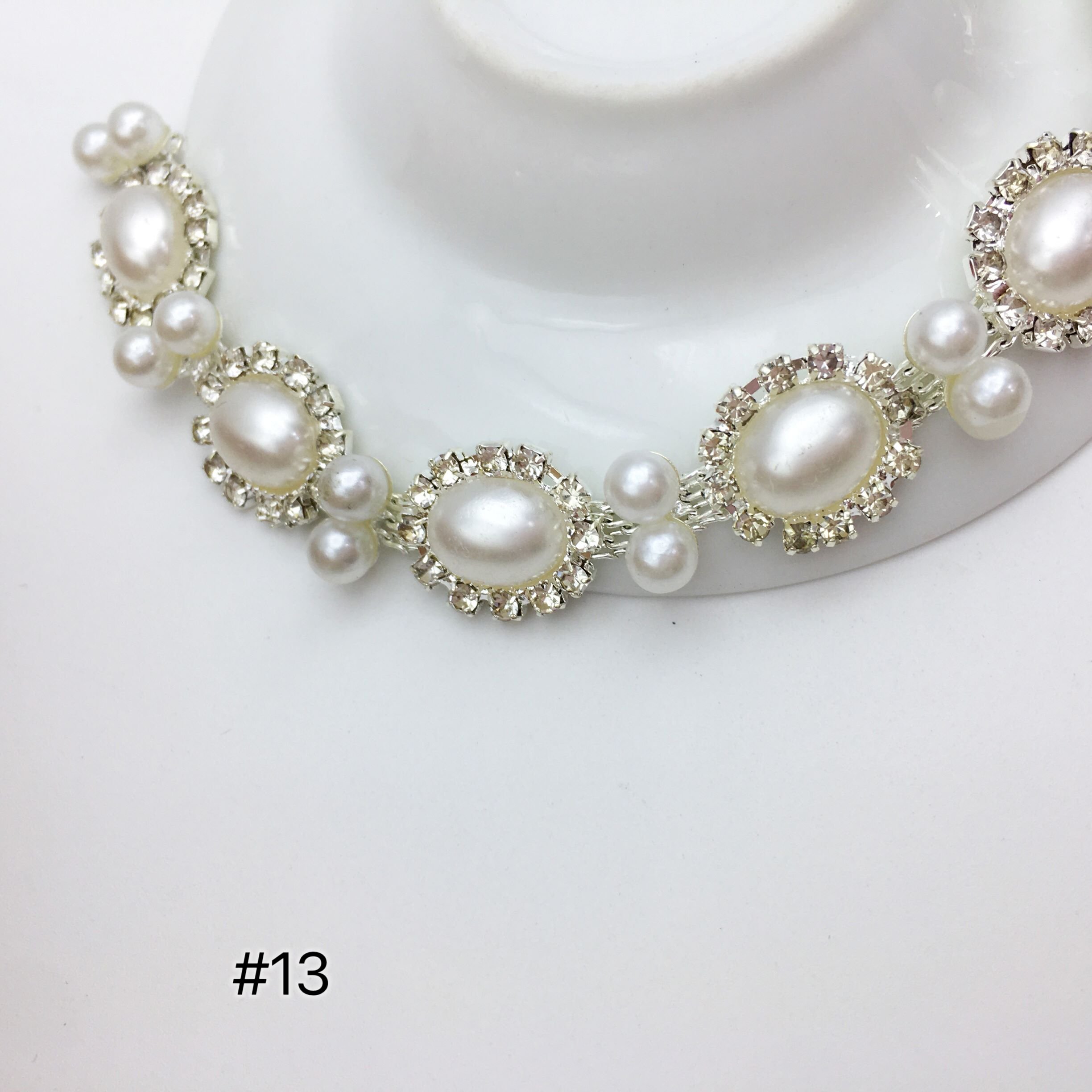 SINRONG Glass diamond decorative rhinestone flower chain, pearl chain for DIY crystal trimmed shoes and dresses