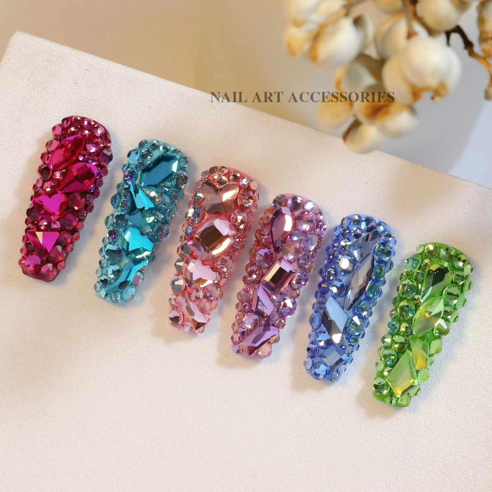 Best Selling Purple Special Shape Mixed Size Flat Back Rhinestone Nail Decoration For Nail Art