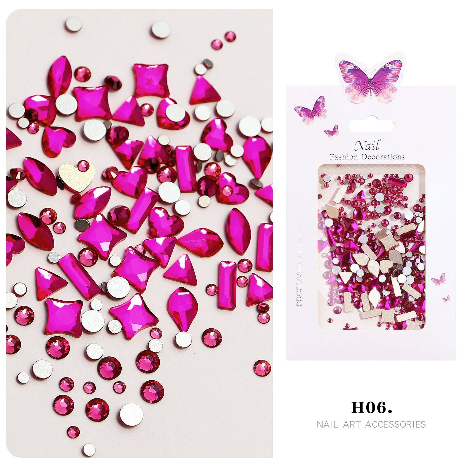 Best Selling Purple Special Shape Mixed Size Flat Back Rhinestone Nail Decoration For Nail Art