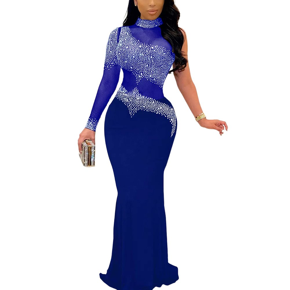 Plus Size Rhinestone Long Gowns Formal Party Wear Evening Dresses Ball Gown Print Pattern Natural Satin for Women Full 1 Piece