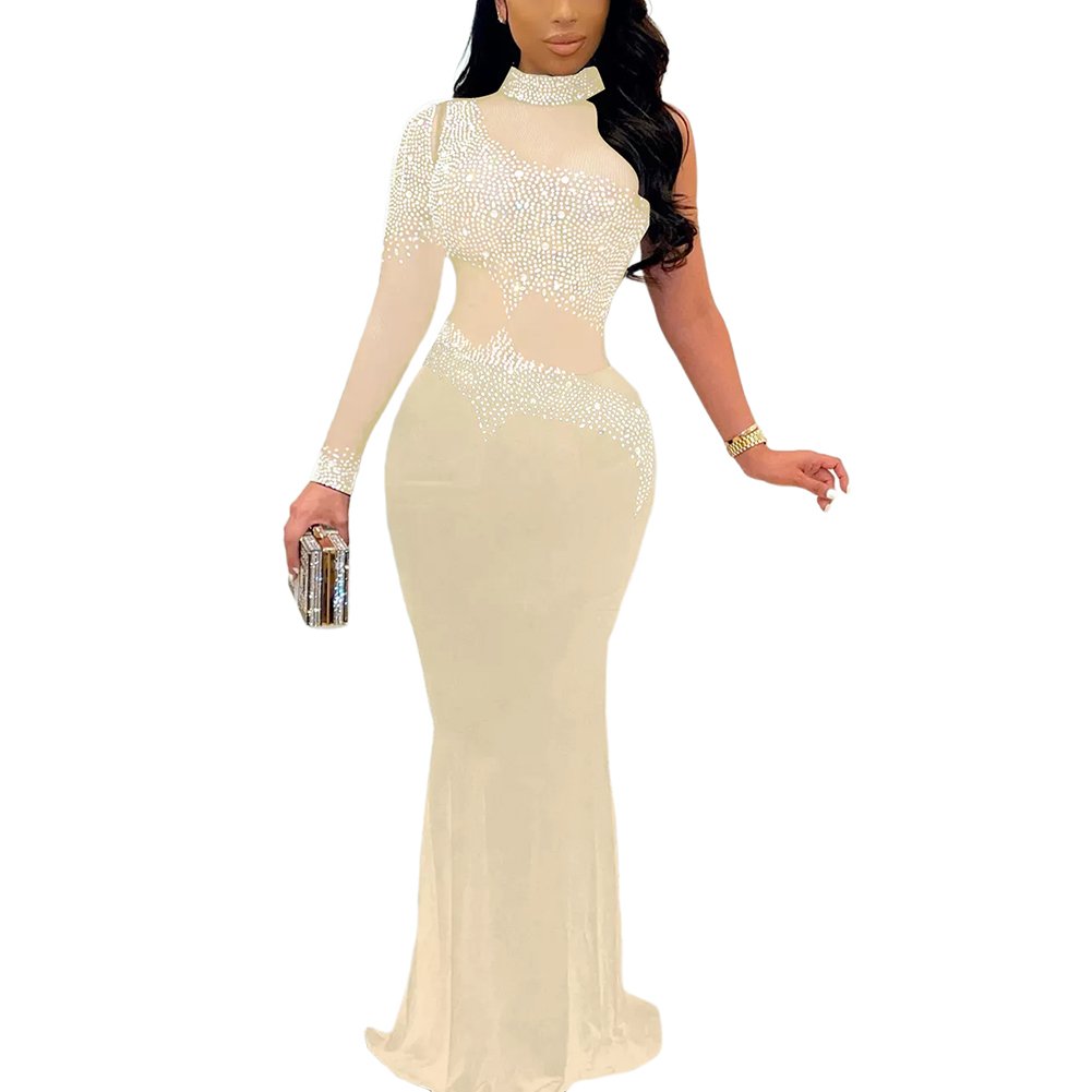 Plus Size Rhinestone Long Gowns Formal Party Wear Evening Dresses Ball Gown Print Pattern Natural Satin for Women Full 1 Piece