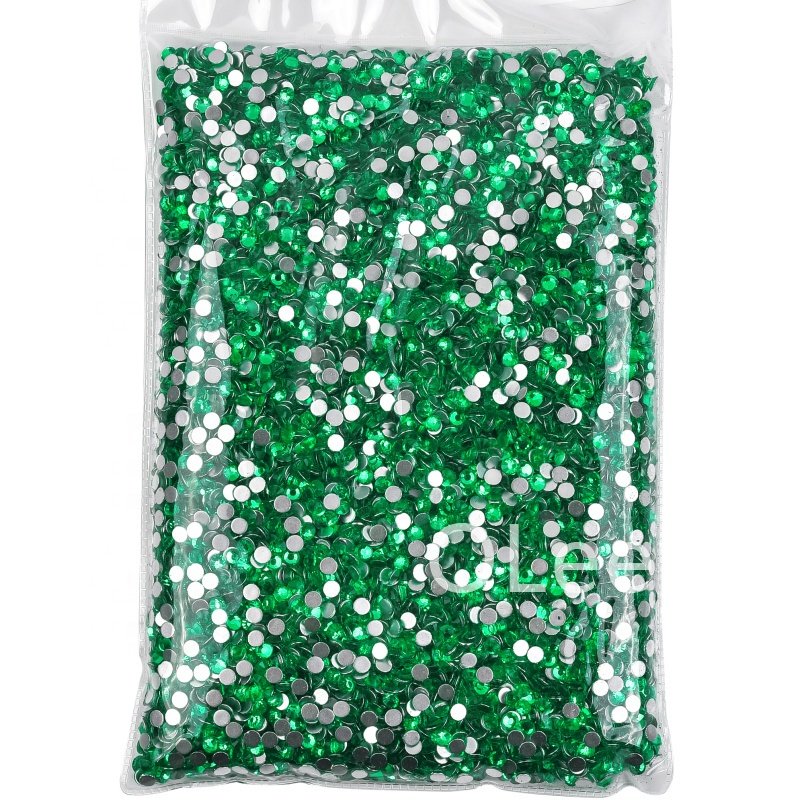 OLeeya Hot Selling Peridot Gems Apple Green Crystals Flat back Kelly Green Non Hotfix Rhinestone Bulk for Accessories