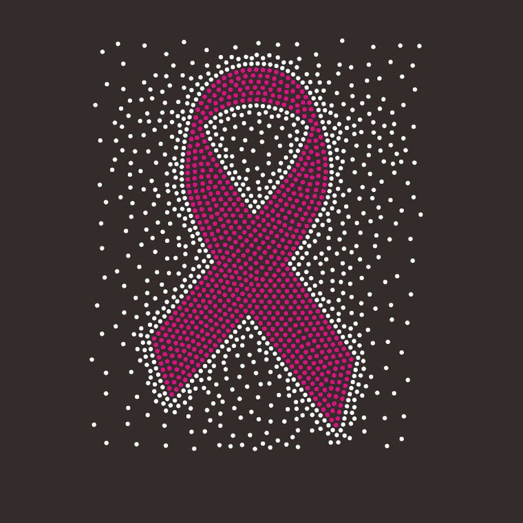 Custom bling crystal motif pink ribbon hot fix iron on patch breast cancer logo pink ribbon rhinestone transfer for clothes DIY