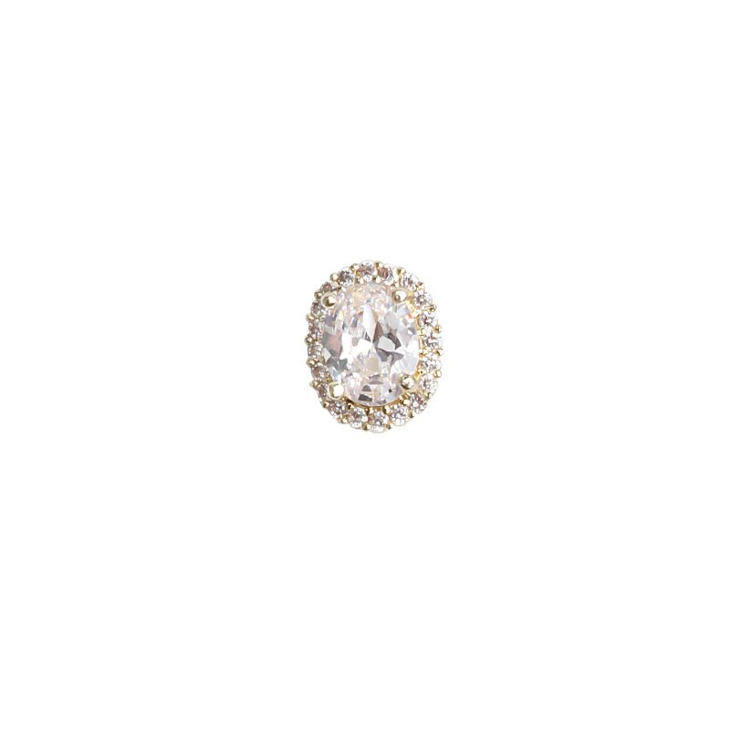 Factory Wholesale Shiny Zircon Oval Shape Nail Charms Rhinestones Round Design Nail Jewelry for Women Girls