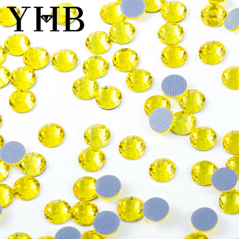 YHB Wholesale Over 76 Colors German Intensive Glue Hotfix Stone,Glass Crystal AB Hot Fix xiaomi Rhinestones For Wedding Dress