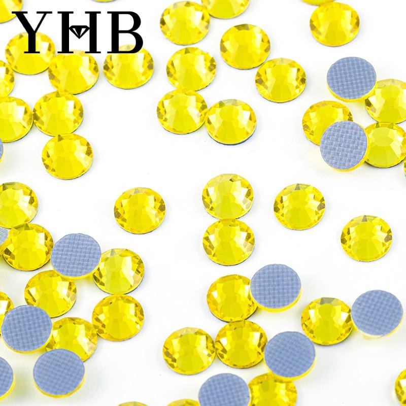 YHB Wholesale Over 76 Colors German Intensive Glue Hotfix Stone,Glass Crystal AB Hot Fix xiaomi Rhinestones For Wedding Dress