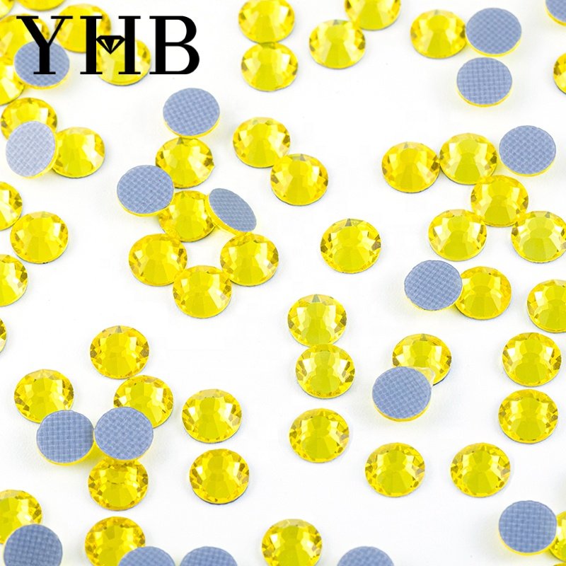YHB Wholesale Over 76 Colors German Intensive Glue Hotfix Stone,Glass Crystal AB Hot Fix xiaomi Rhinestones For Wedding Dress