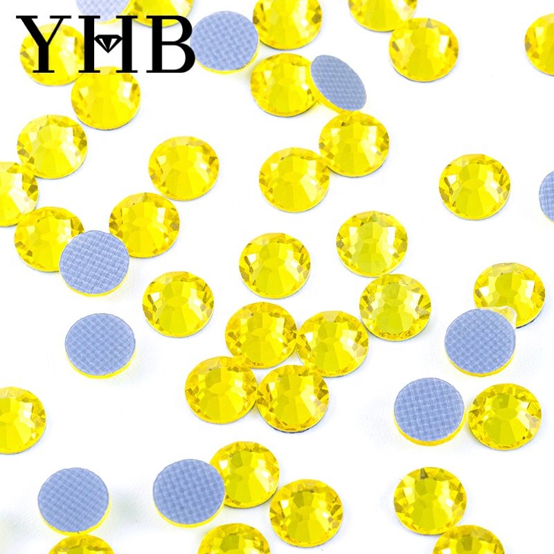 YHB Wholesale Over 76 Colors German Intensive Glue Hotfix Stone,Glass Crystal AB Hot Fix xiaomi Rhinestones For Wedding Dress