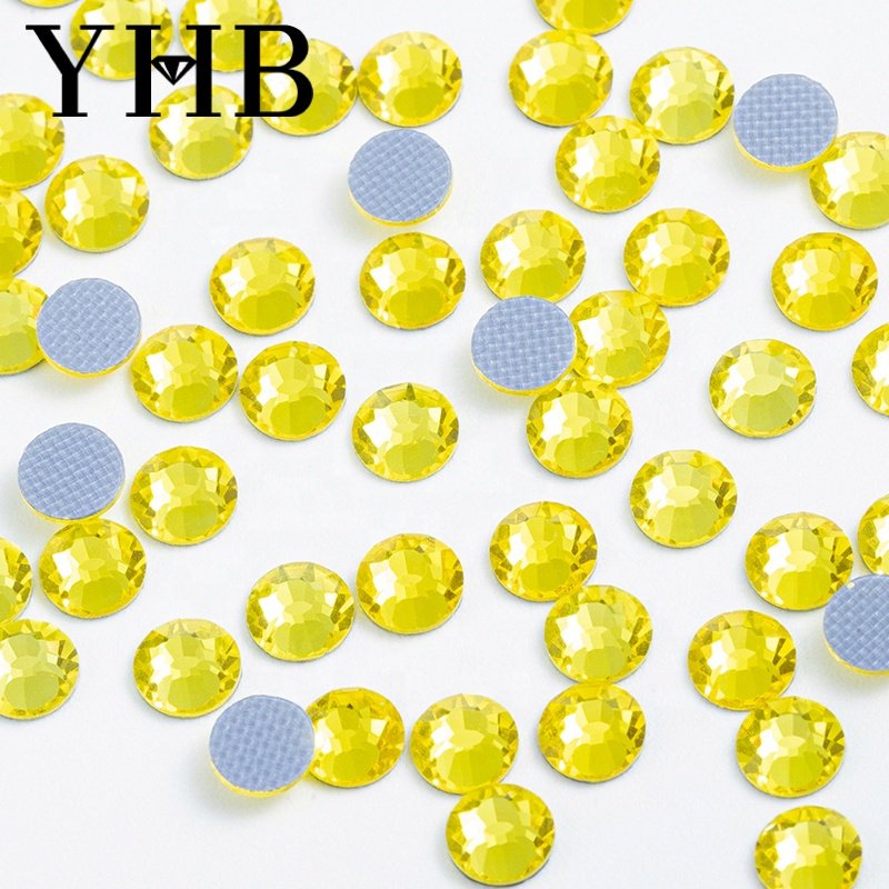 YHB Wholesale Over 76 Colors German Intensive Glue Hotfix Stone,Glass Crystal AB Hot Fix xiaomi Rhinestones For Wedding Dress