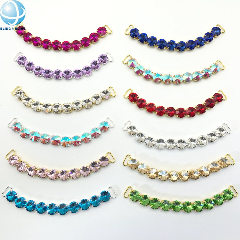 Wholesale One Row Rhinestone Side Connectors Hip Chains Shiny Crystal Chains For Bikini Competition Suit Diy Accessories