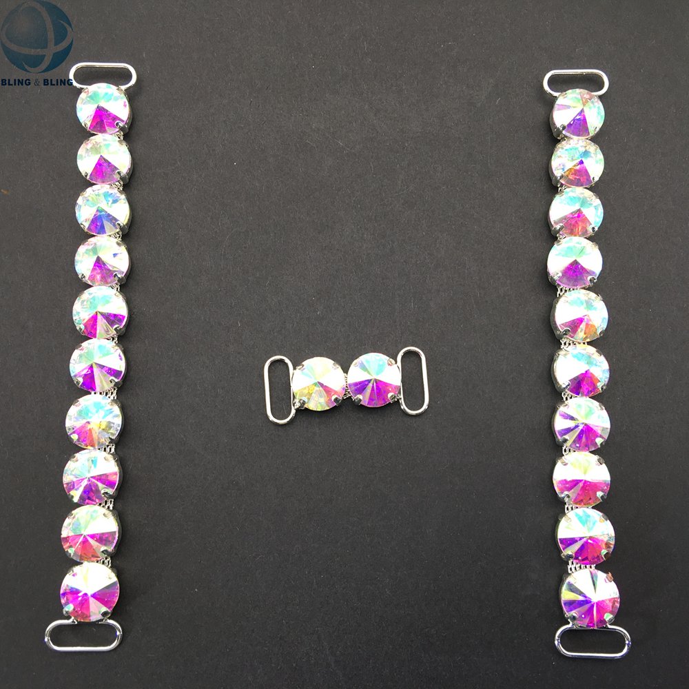 Wholesale One Row Rhinestone Side Connectors Hip Chains Shiny Crystal Chains For Bikini Competition Suit Diy Accessories