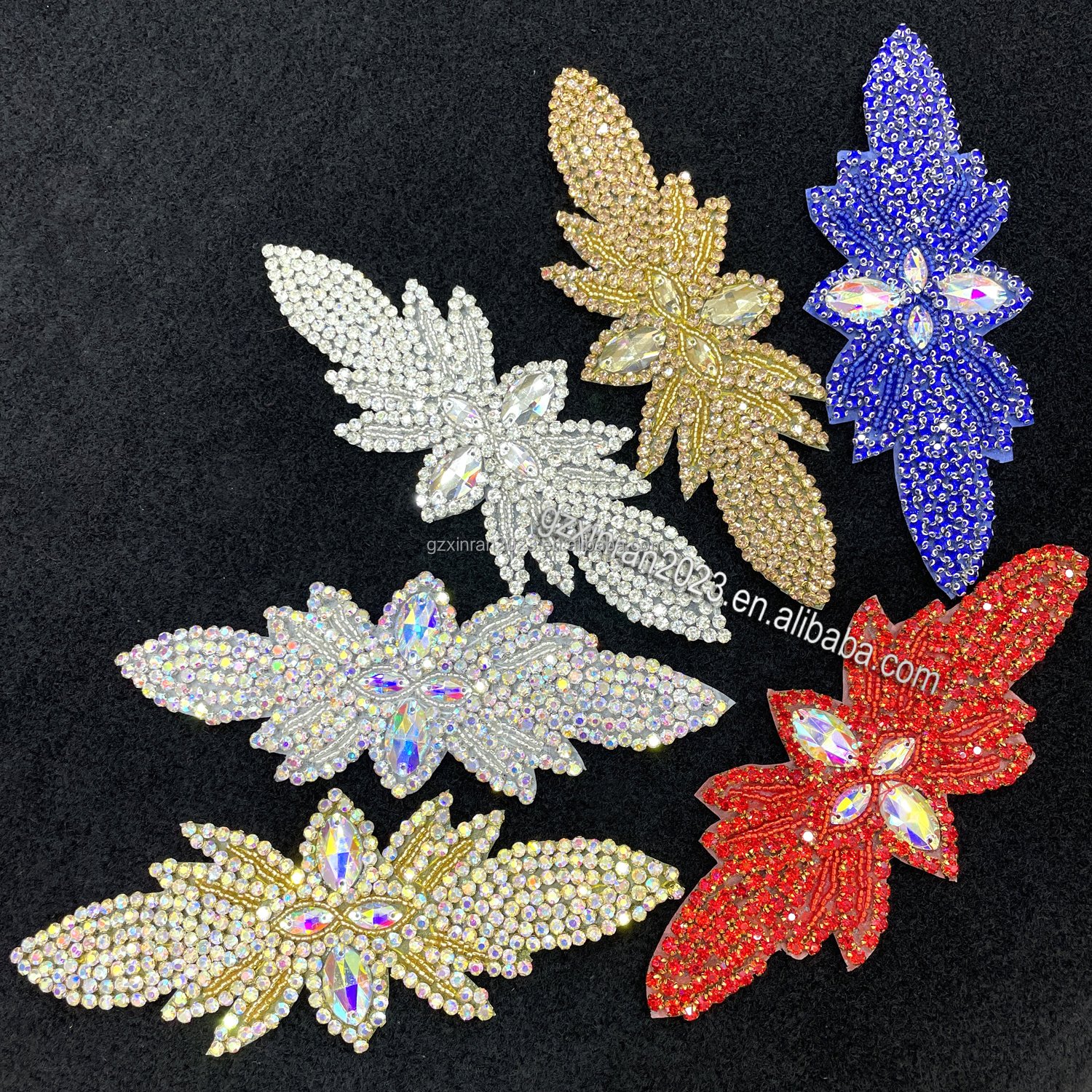 PE072 Hot selling handmade black crystal cross applique iron on rhinestone dance appliques