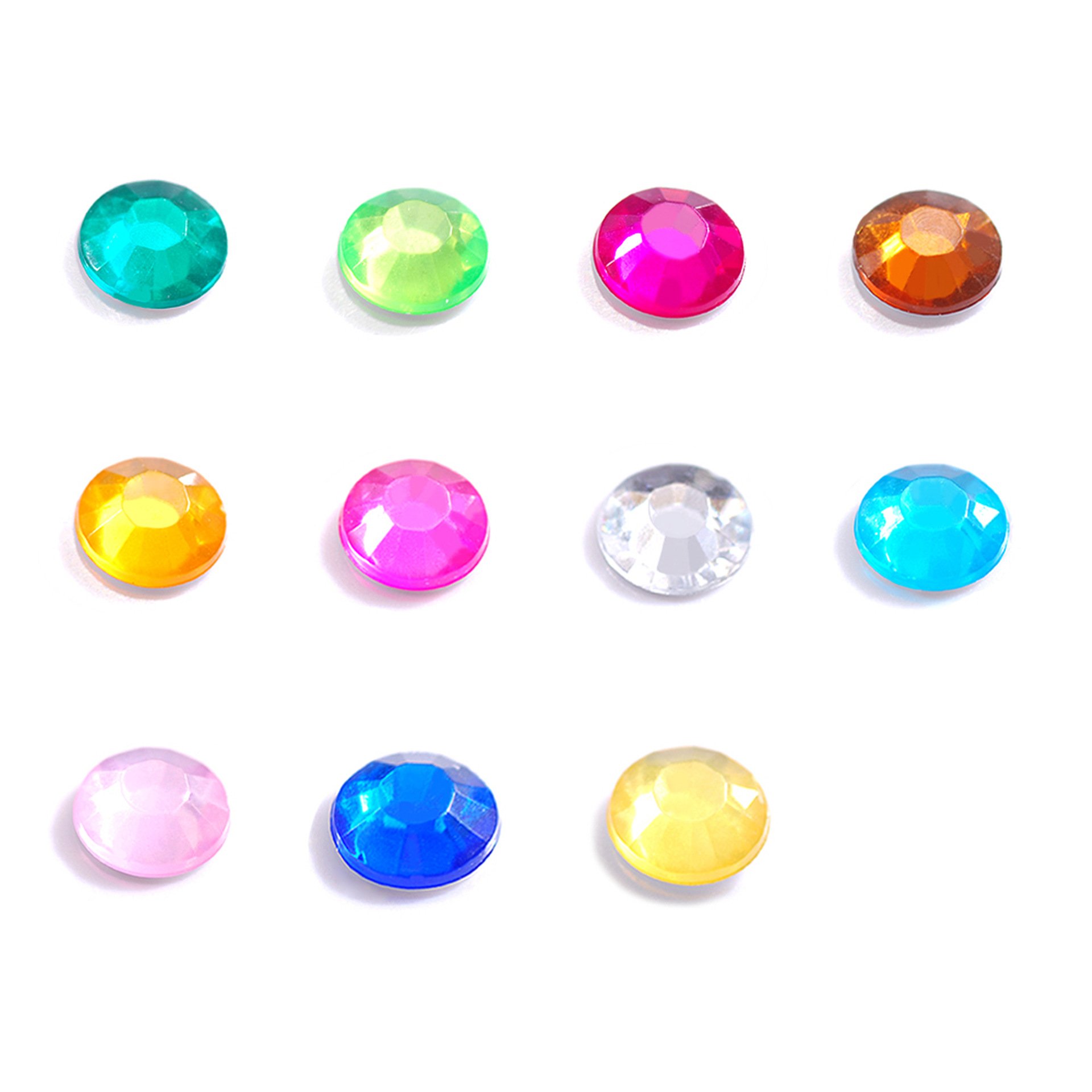 3 Sizes Single Grain Stickers Clear Crystal Self Adhesive Rhinestone for DIY Face Art Decoration Festival White ACRYL 12 Colors