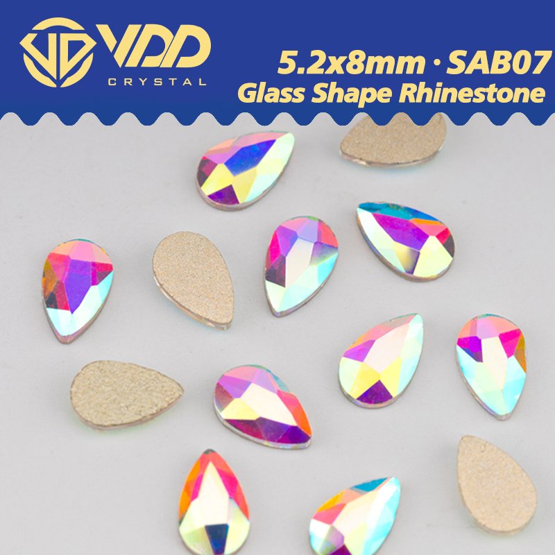 VDD 5.2x8mm - SAB07 100Pcs GlassShape Crystal Rhinestones Crystal AB Flatback Glitter Stones For DIY Crafts Nail Art Decorations