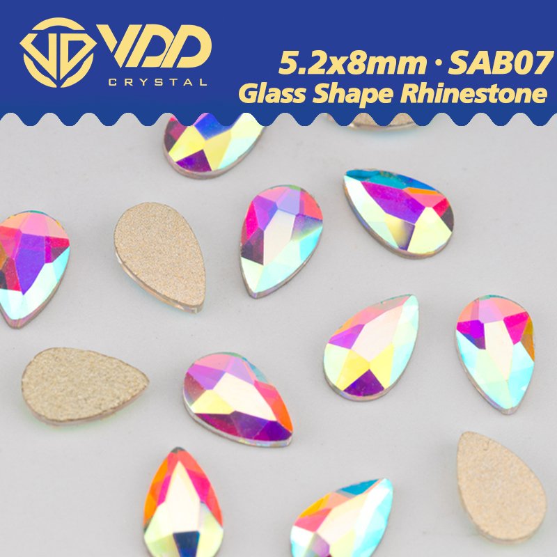 VDD 5.2x8mm - SAB07 100Pcs GlassShape Crystal Rhinestones Crystal AB Flatback Glitter Stones For DIY Crafts Nail Art Decorations