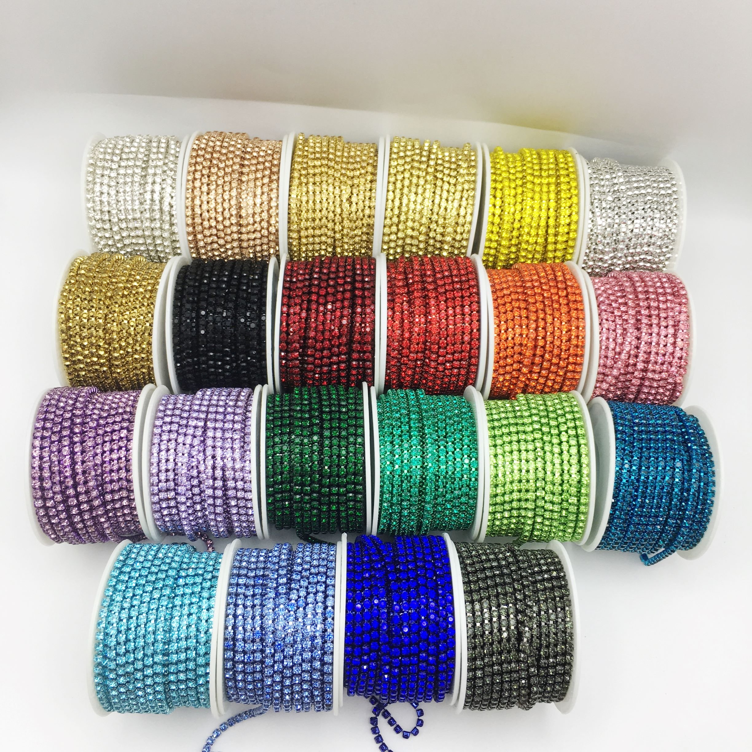 SINRONG Colorful and Shining Claw chain wholesale ss12 rhinestone cup chain with glass sewing shoes and bag decoration