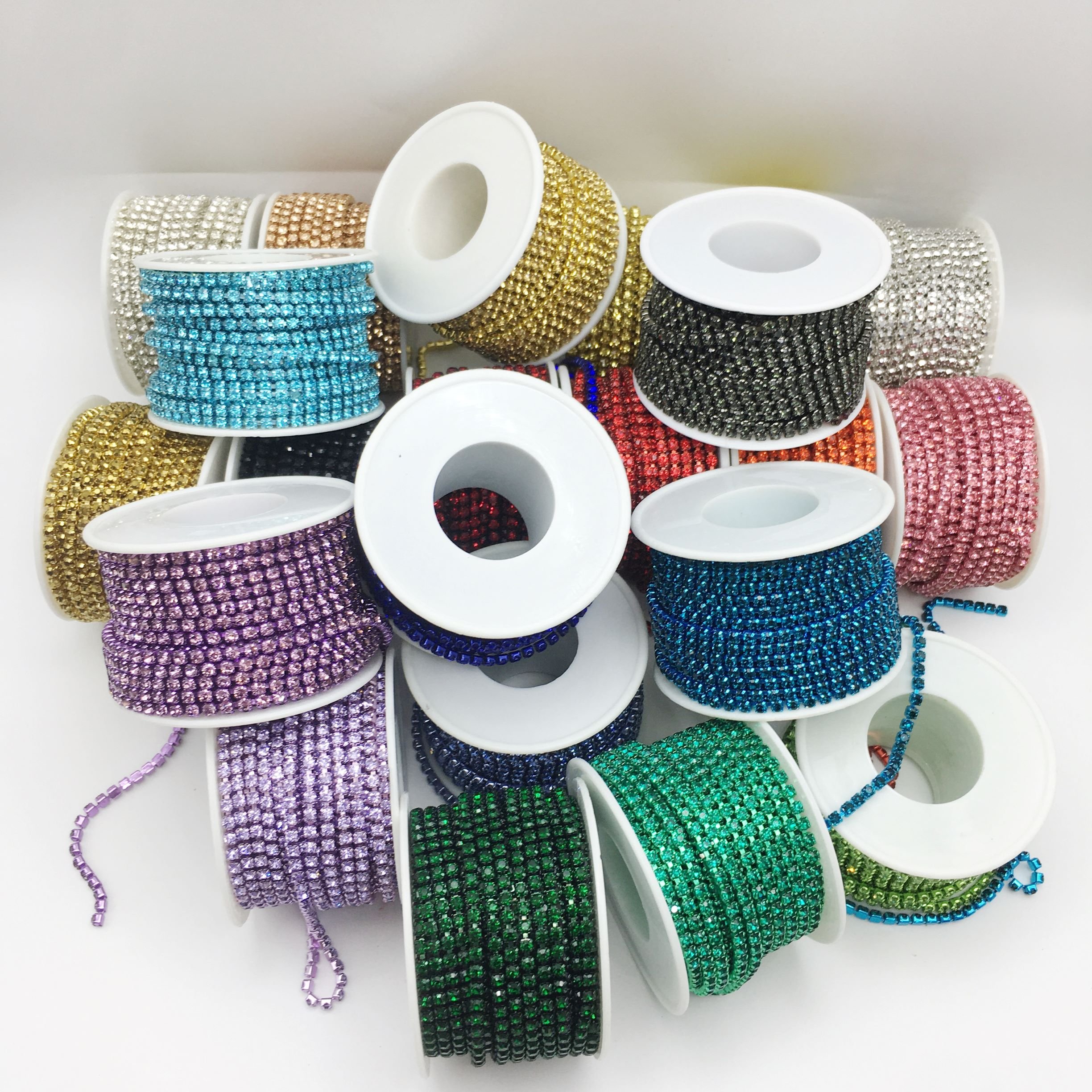 SINRONG Colorful and Shining Claw chain wholesale ss12 rhinestone cup chain with glass sewing shoes and bag decoration