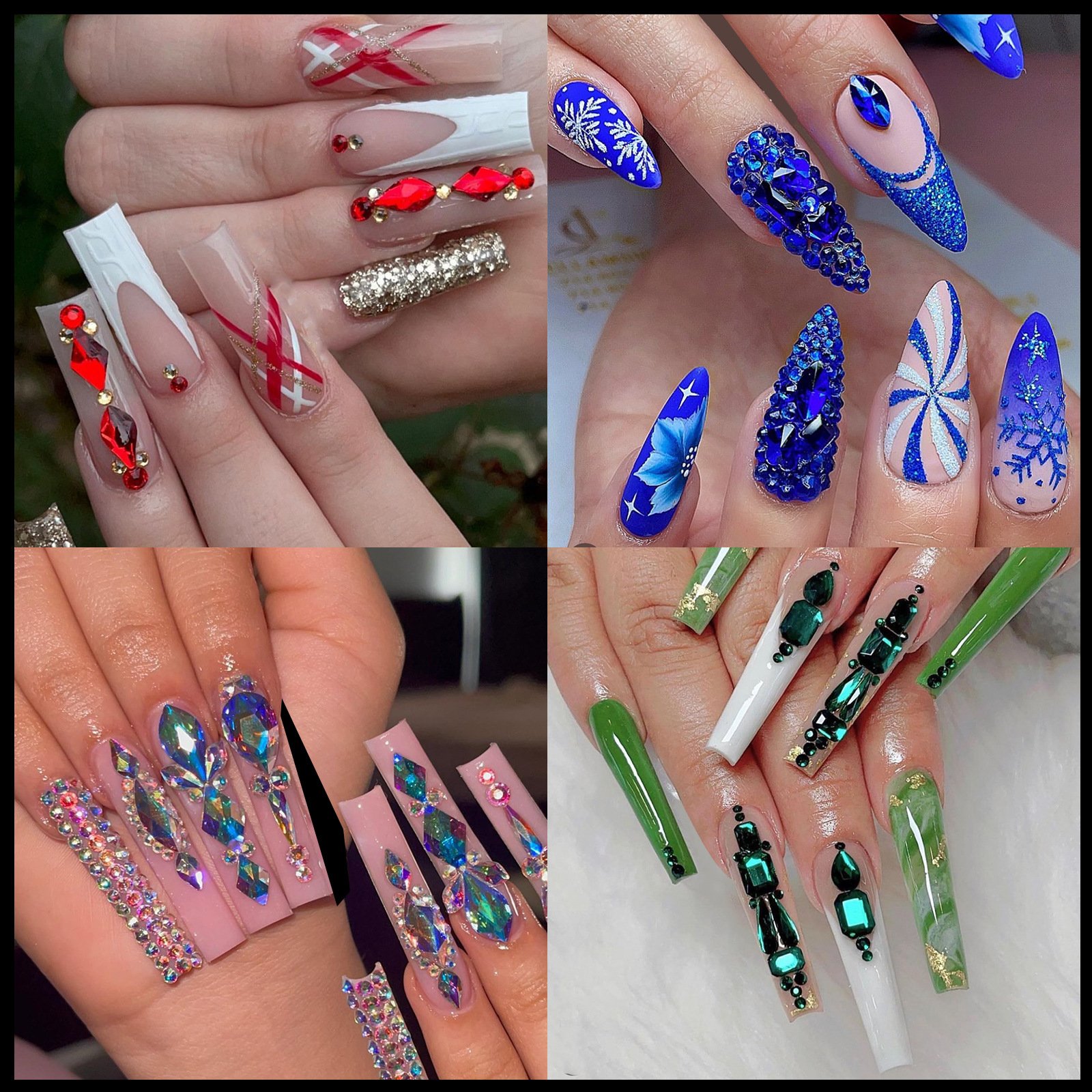 24 Grid/Box Luxury Famous Brand Design Popular Flower Nail Art Charms 3D Metal Nail Rhinestones Decoration