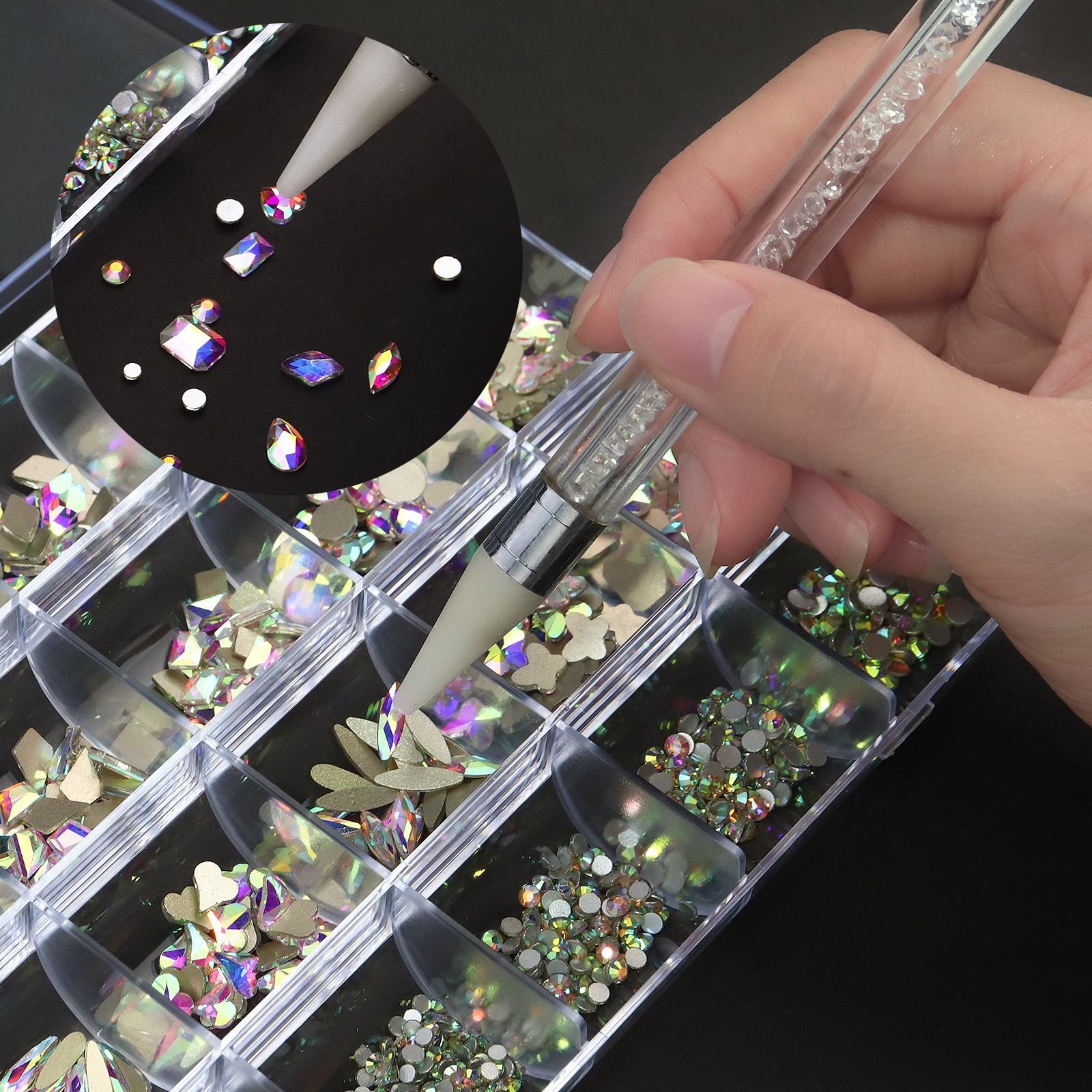 24 Grid/Box Luxury Famous Brand Design Popular Flower Nail Art Charms 3D Metal Nail Rhinestones Decoration