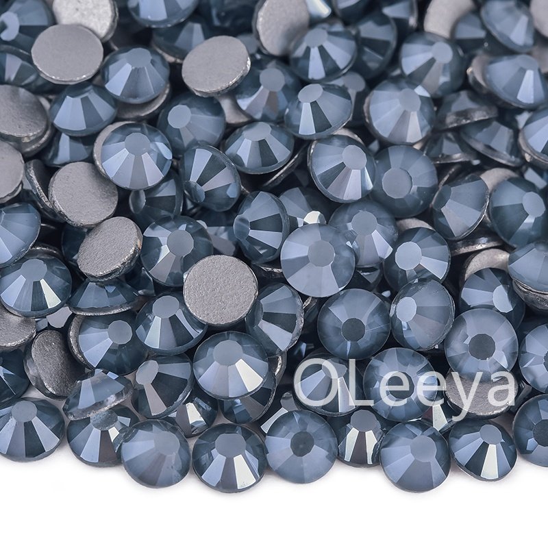 OLeeya Hot Selling Wholesale Black Grey Colors Cold Fix Glass Crystals Flat back Non Hotfix Rhinestone Bulk for Jewelry
