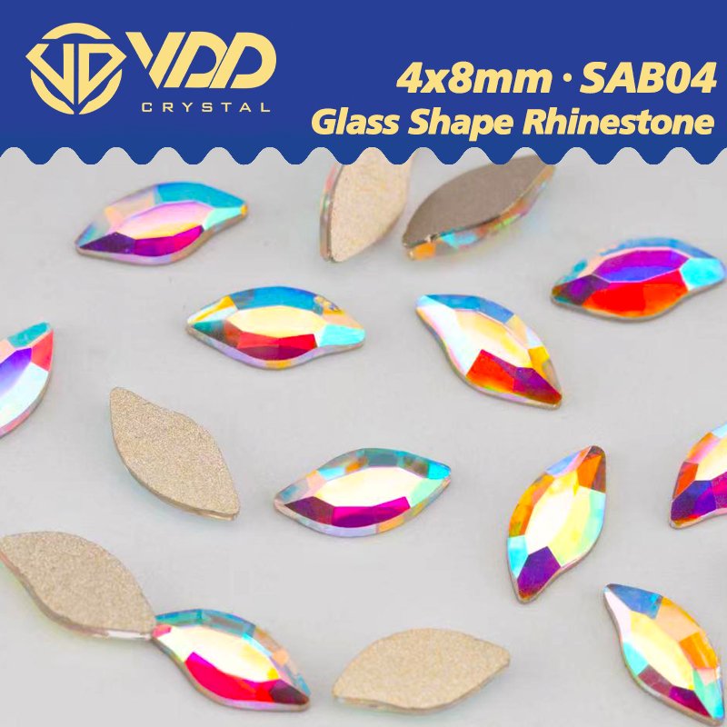 VDD 4x8mm - SAB04 100Pcs Glass Shape Crystal Rhinestones Crystal AB Flatback Glitter Stones For DIY Crafts Nail Art Decorations