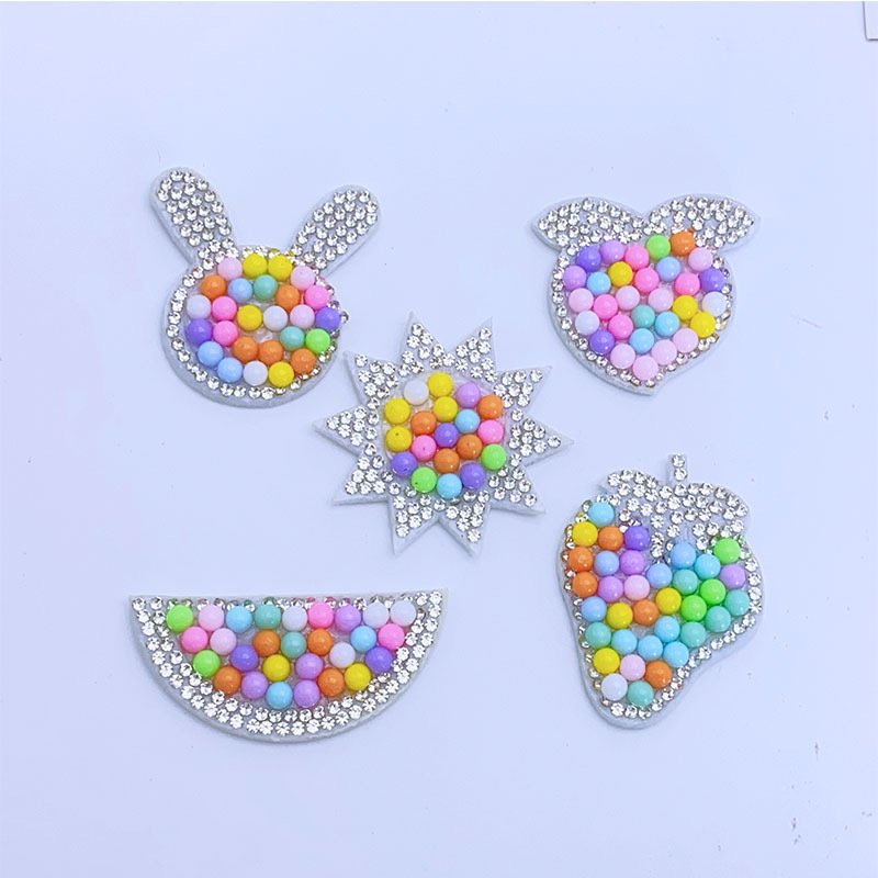 Colored pearl rhinestone non-woven patches Watermelon strawberry rabbit sun DIY children's hairpins shoes clothing bags