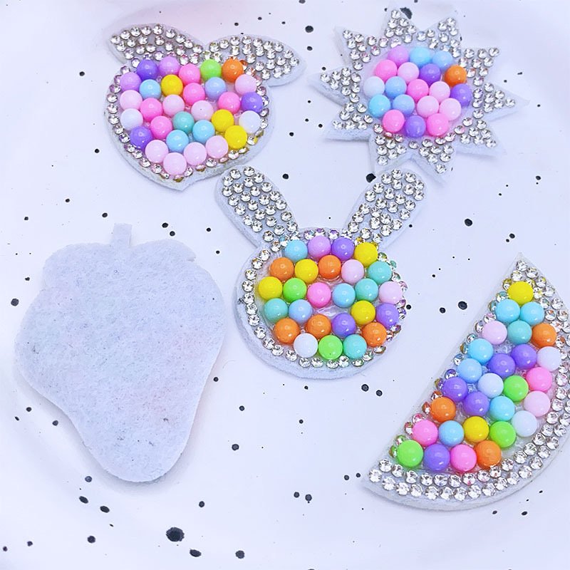 Colored pearl rhinestone non-woven patches Watermelon strawberry rabbit sun DIY children's hairpins shoes clothing bags