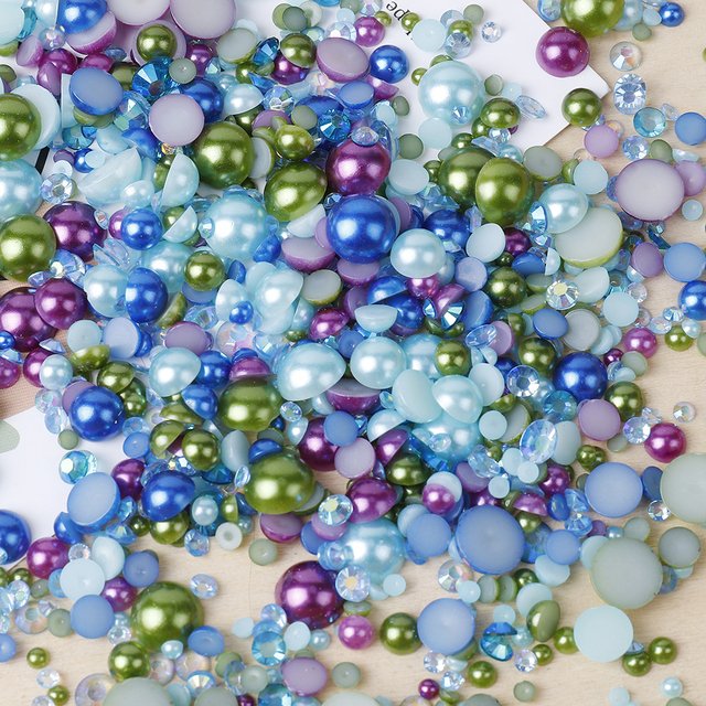 Hot Sales Mix Sizes Colorful ABS Half Round Pearl And Flat Back Resin Rhinestones For Nail Mobile DIY Craft