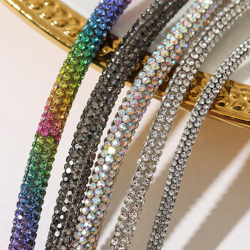 Factory Wholesale Glass Crystals Round Garment Diamond Glitter Rhinestone Wire Hose Rope For Bow Hair Accessories Shoelace