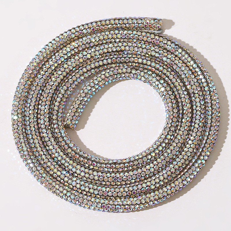 Factory Wholesale Glass Crystals Round Garment Diamond Glitter Rhinestone Wire Hose Rope For Bow Hair Accessories Shoelace