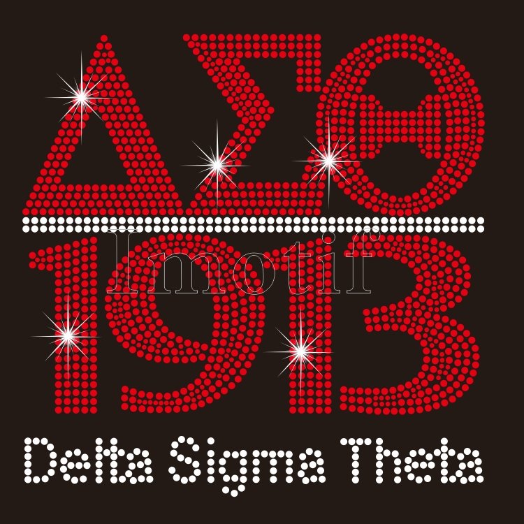 Delta 1913 University Sorority Design Iron On Custom Rhinestone Transfer Motif