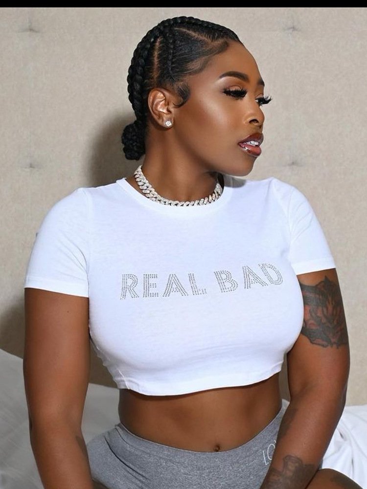wholesale women solid rhinestone cropped tee shirts summer crop top ladies cute t shirts