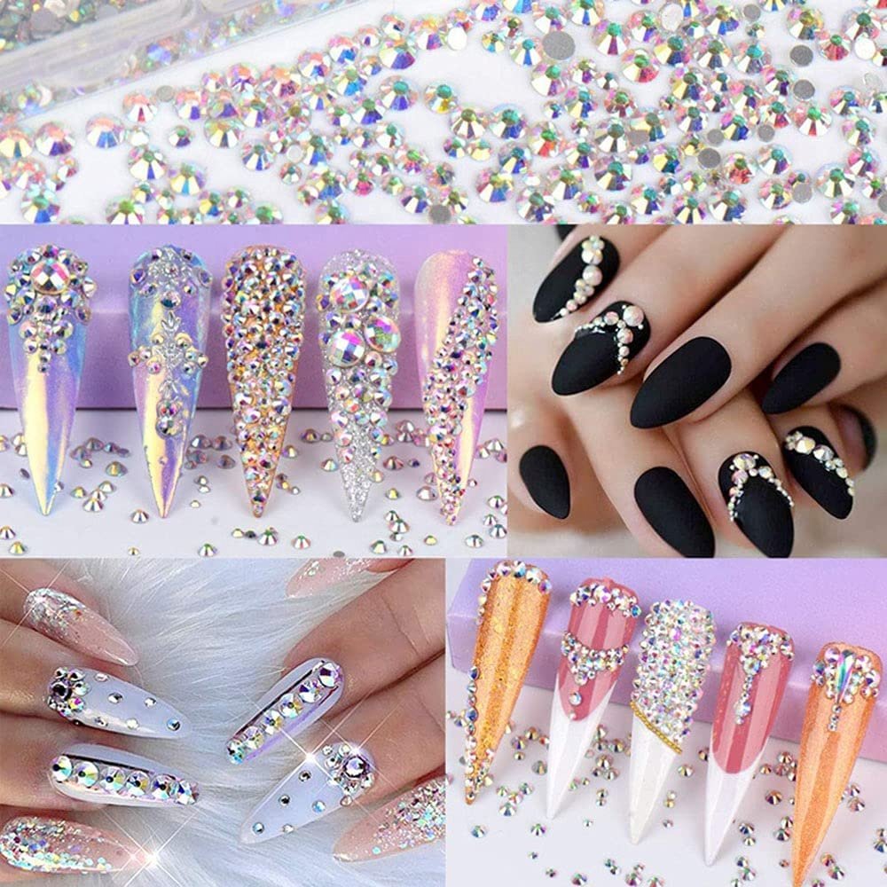SS3-SS20 1440pcs Clear Crystal AB gold 3D Non HotFix FlatBack Nail Art Rhinestones Decorations Shoes And Dancing Decoration