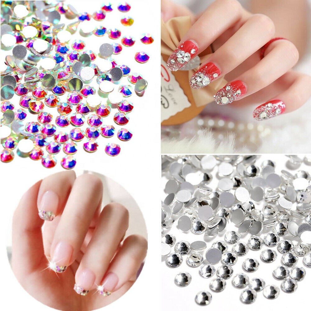 SS3-SS20 1440pcs Clear Crystal AB gold 3D Non HotFix FlatBack Nail Art Rhinestones Decorations Shoes And Dancing Decoration