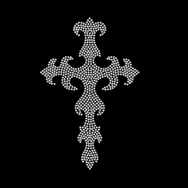 Wholesale Custom Cross Designs Rhinestone Heat Transfer For T shirt