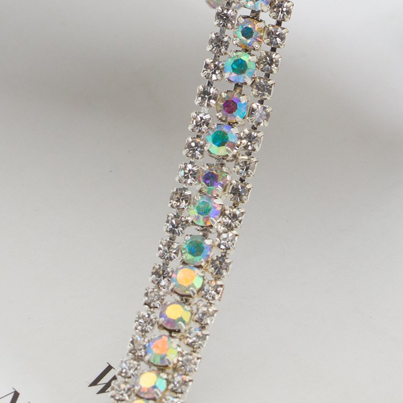Wholesale 3 Rows Claw Chain Crystal Rhinestone Silver Bottom Chain Garment Accessories For Clothing Decoration