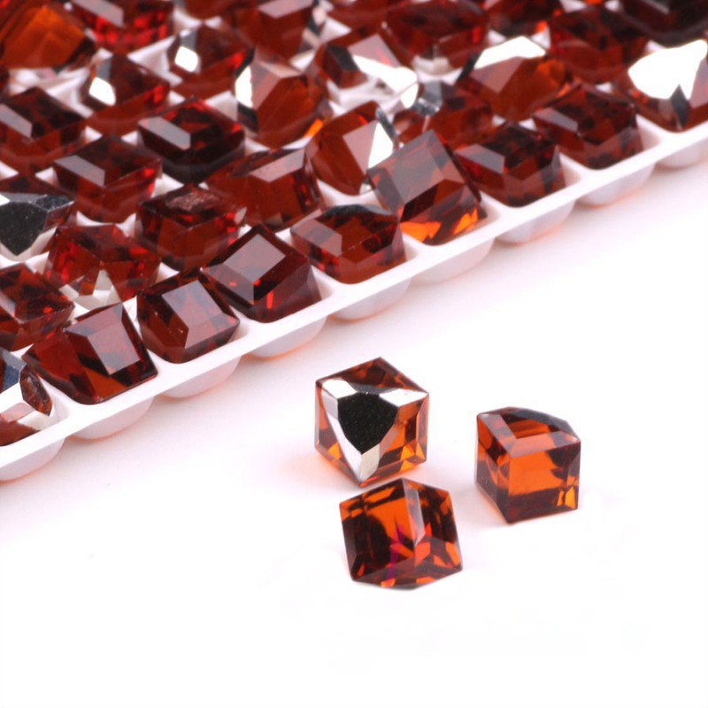 Wholesale Multi Color Angular Plated Bottom Diamonds Cube Rhinestones DIY Jewelry Stick Crystal Nail Square Diamonds