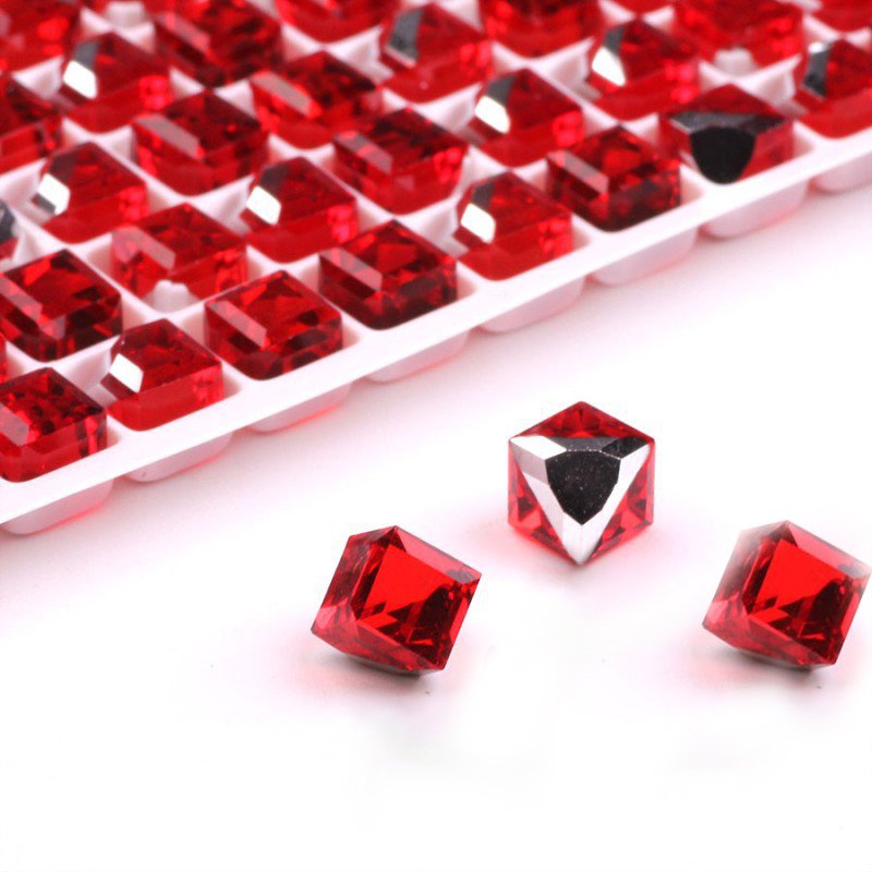Wholesale Multi Color Angular Plated Bottom Diamonds Cube Rhinestones DIY Jewelry Stick Crystal Nail Square Diamonds