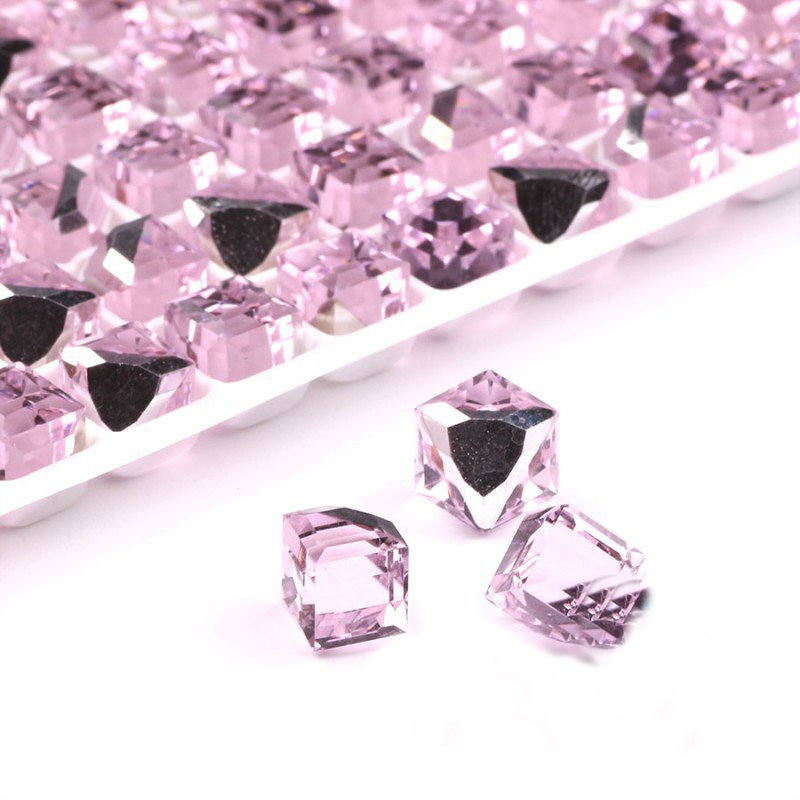 Wholesale Multi Color Angular Plated Bottom Diamonds Cube Rhinestones DIY Jewelry Stick Crystal Nail Square Diamonds
