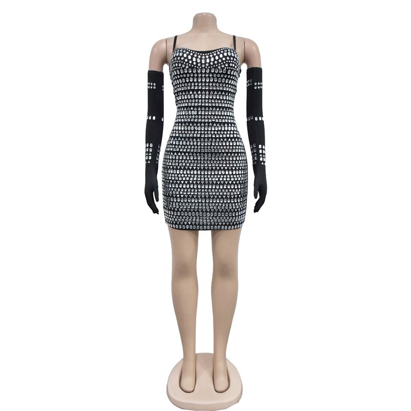 luxury women sexy elegant red big heavy rhinestone crystal bead bodycon short mini evening gown dress in rhinestones with gloves