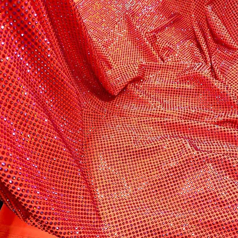 FB001 Wholesale luxury Custom rhinestone fabric crystal hotfix crystal fabric for shining dress