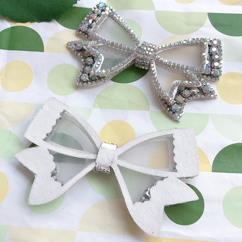 Handmade cute bow bling diamond patches designer DIY crystal patch sew on rhinestone patches for shoes