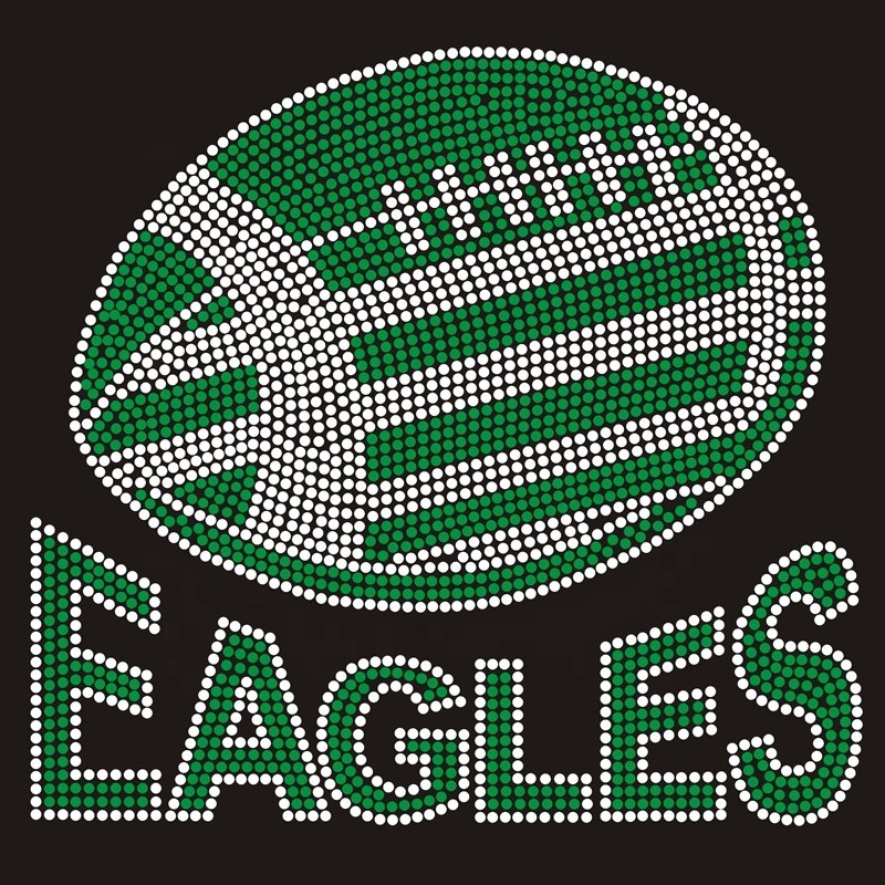 New Custom Rhinestone Transfer Eagle Design BlingNFL Iron On Hotfix Rhinestone Transfer Iron on Design Motif for Adults