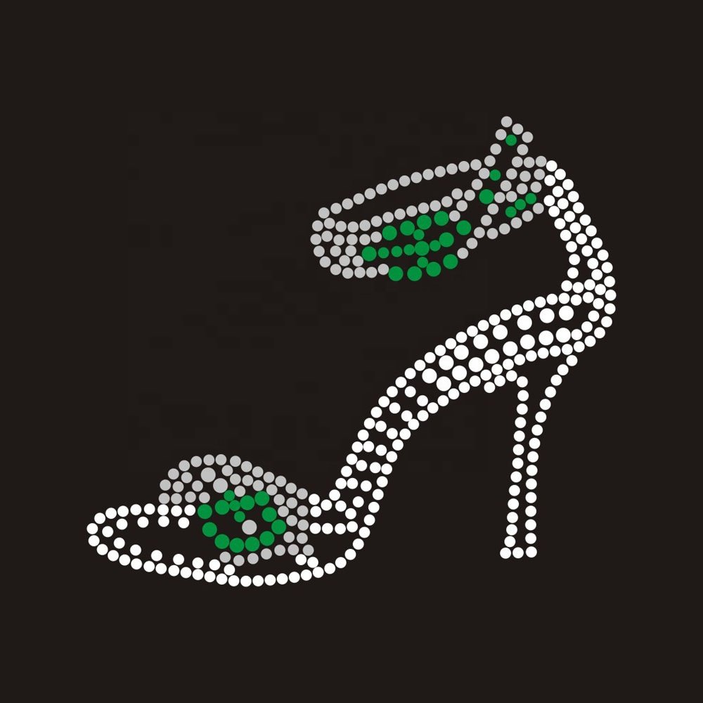 Factory Custom Hot Fix Bling high heel shoes iron on rhinestone transfer