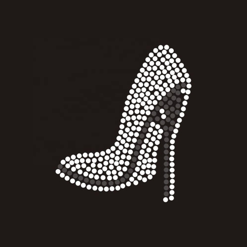 Factory Custom Hot Fix Bling high heel shoes iron on rhinestone transfer