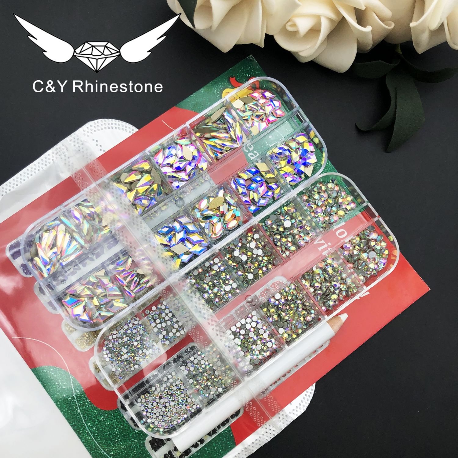 CY High Quality Rhinestone Appliques Crystal Ab Glass Flatback K9 Nail Craft Bling Non Hotfix Rhinestones