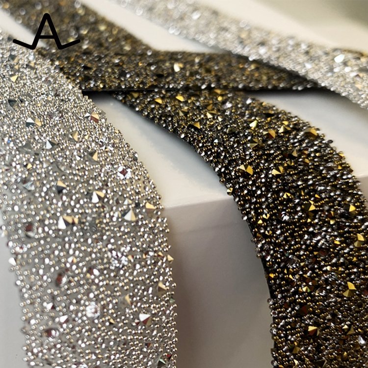 2X40cm Shinning shoes Nail Art Garment Crystal Medley Banding Strip Flatback rhinestone hotfix Diy