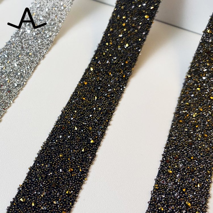2X40cm Shinning shoes Nail Art Garment Crystal Medley Banding Strip Flatback rhinestone hotfix Diy