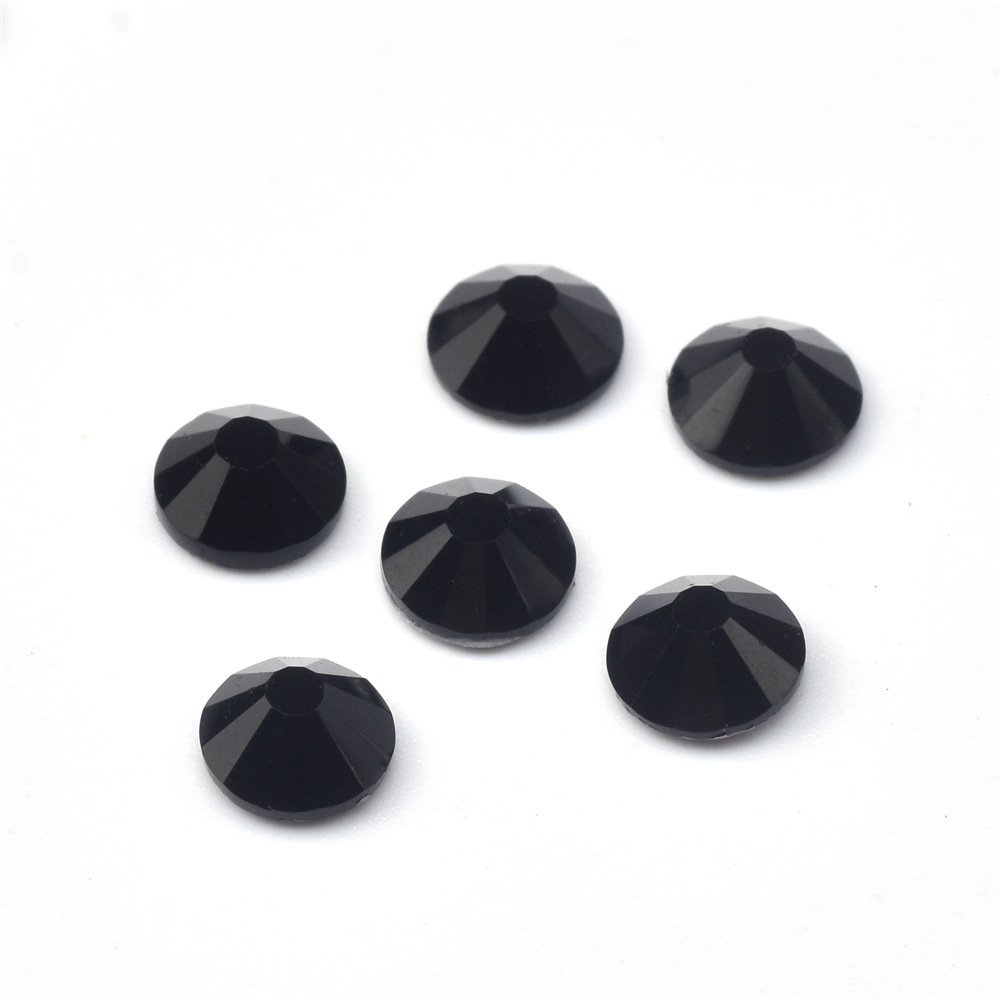 Yantuo Wholesale Bling Flat Back Hot Fix Glass Jet black Rhinestone For Iron On Crystal Design